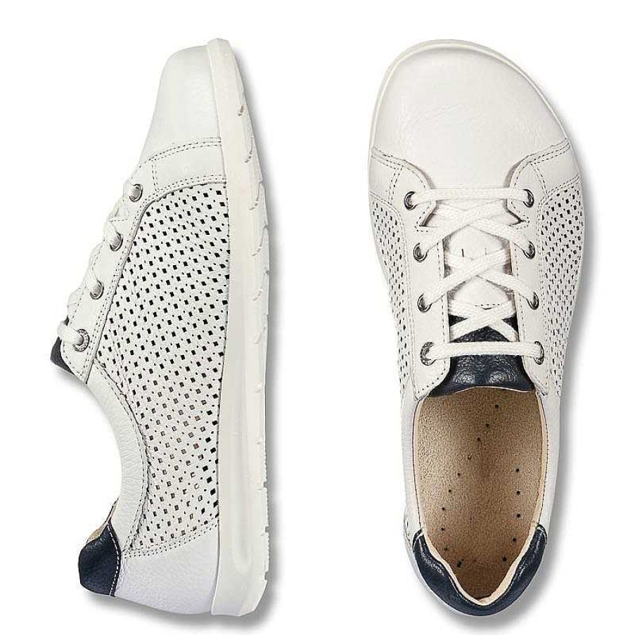 Idealsko Helvesko Comfort Shoes: Wilke Model, White/Dark Blue Clearance